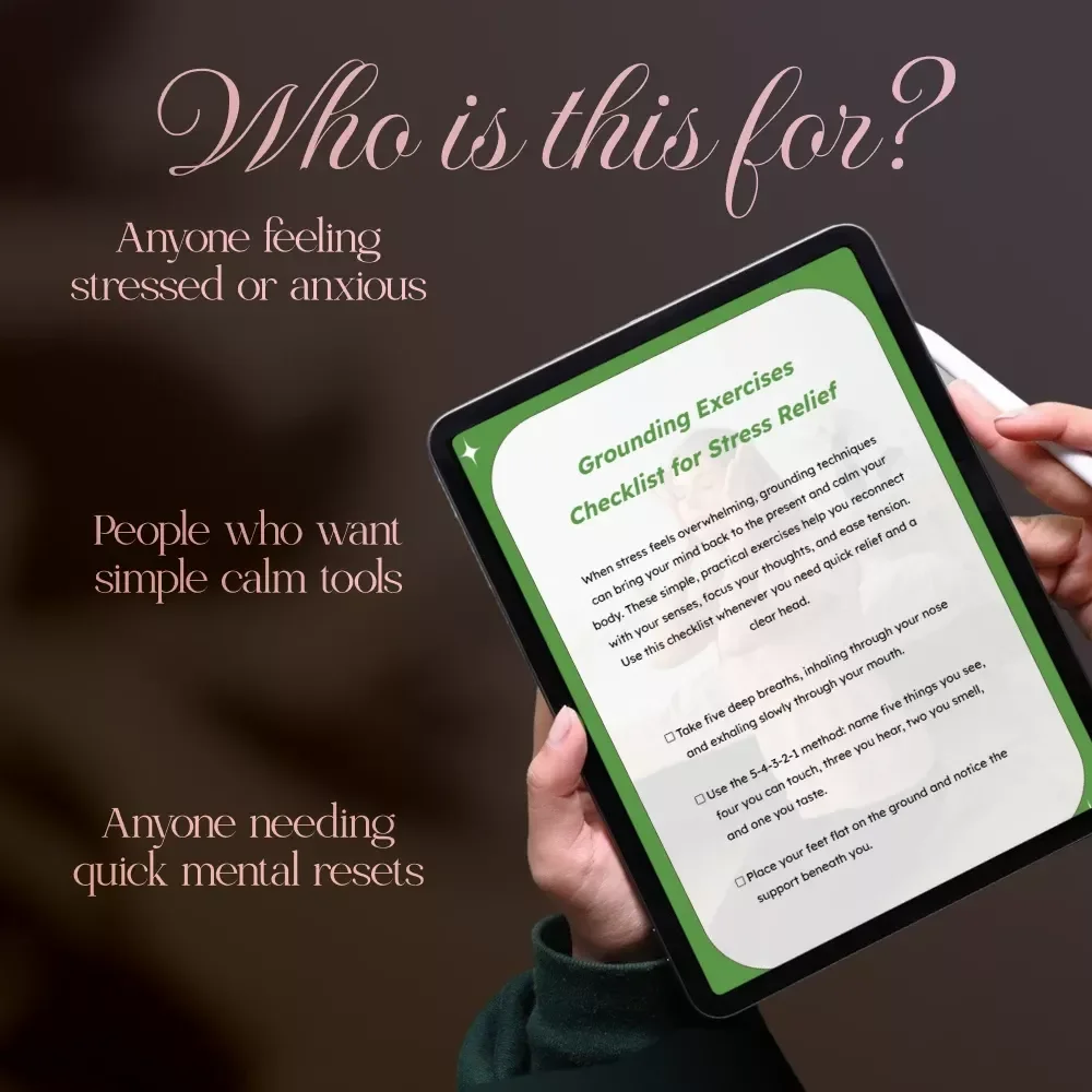 Grounding Exercises Checklist for Stress Relief | Digital Download Anxiety Coping Tools, Printable Mindfulness eBook, Relaxation Techniques PDF