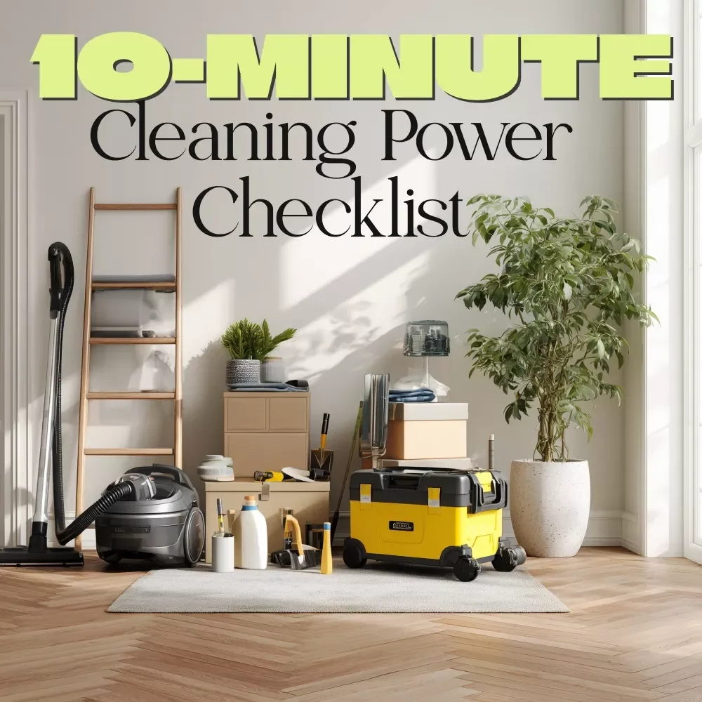 10-Minute Daily Cleaning Power Checklist | Simple 10-Minute Daily Cleaning Routines | Printable Digital Download for Quick Home Reset