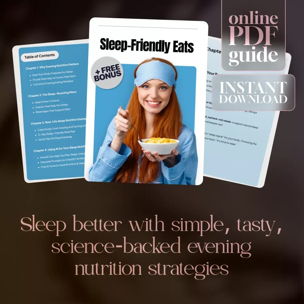 Sleep-Friendly Eats | Evening Nutrition for Better Sleep | Digital Guide to Restful Nights, Meal Plans, & AI Tools