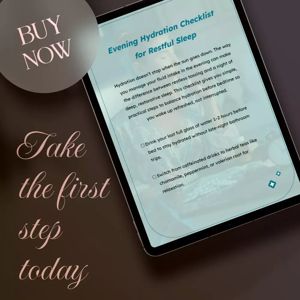 Evening Hydration Checklist for Restful Sleep | Digital Download | Sleep Wellness Guide & Nighttime Routine Planner | Printable eBook for Better Rest | Relaxation & Self-Care Checklist