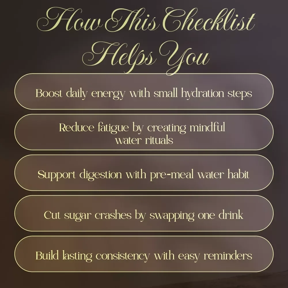 Daily Water Intake Micro-Habits Checklist | Printable Wellness Tracker for Hydration & Energy