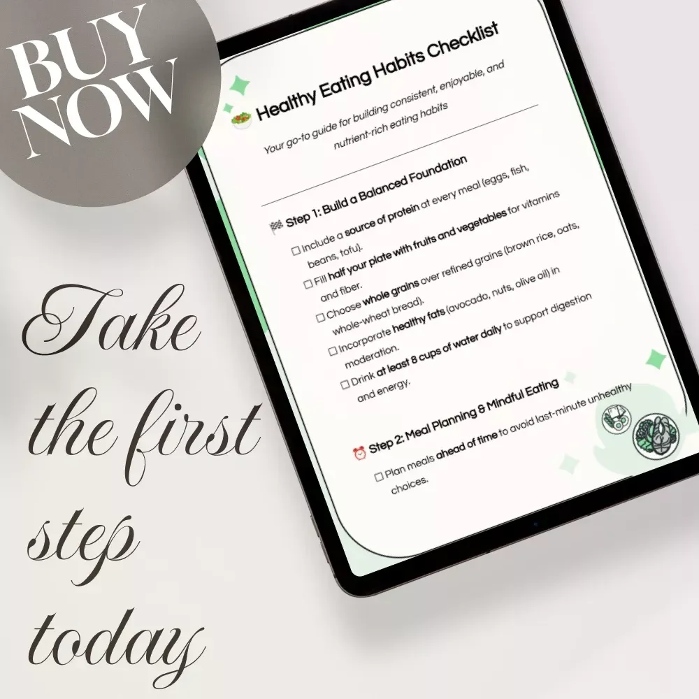 Healthy Eating Habits Checklist | Digital Download Guide, eBook & Nutrition Planner for Balanced Meals, Mindful Eating, AI Meal Planning & Wellness Tracking