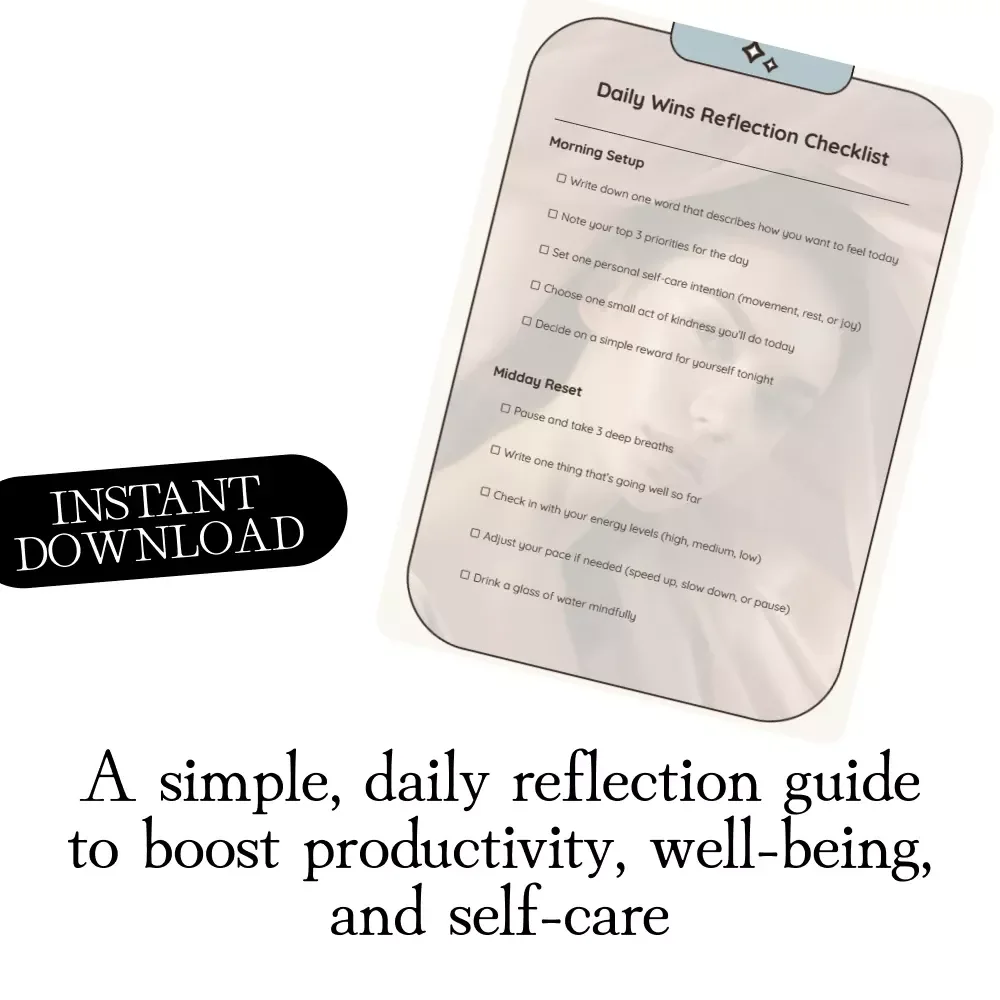 Daily Wins Reflection Checklist - Daily Wins Reflection Planner, eBook, Digital Download