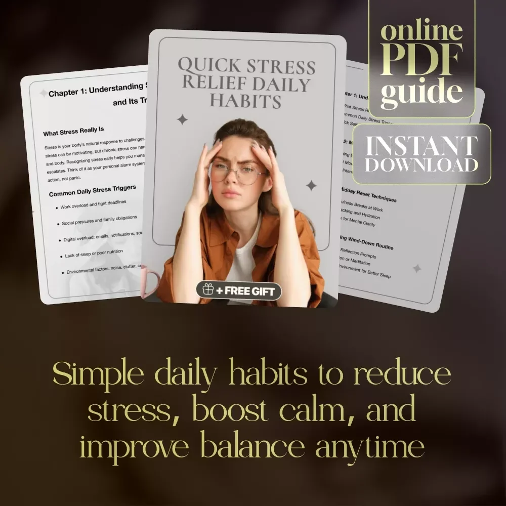 Quick Stress Relief Daily Habits Guide | Digital Download eBook for Relaxation, Mindfulness, Anxiety Relief, and Better Sleep Routine