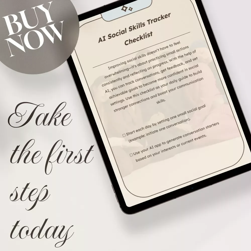 AI Social Skills Tracker Checklist - Digital Download for Personal Growth & Social Confidence