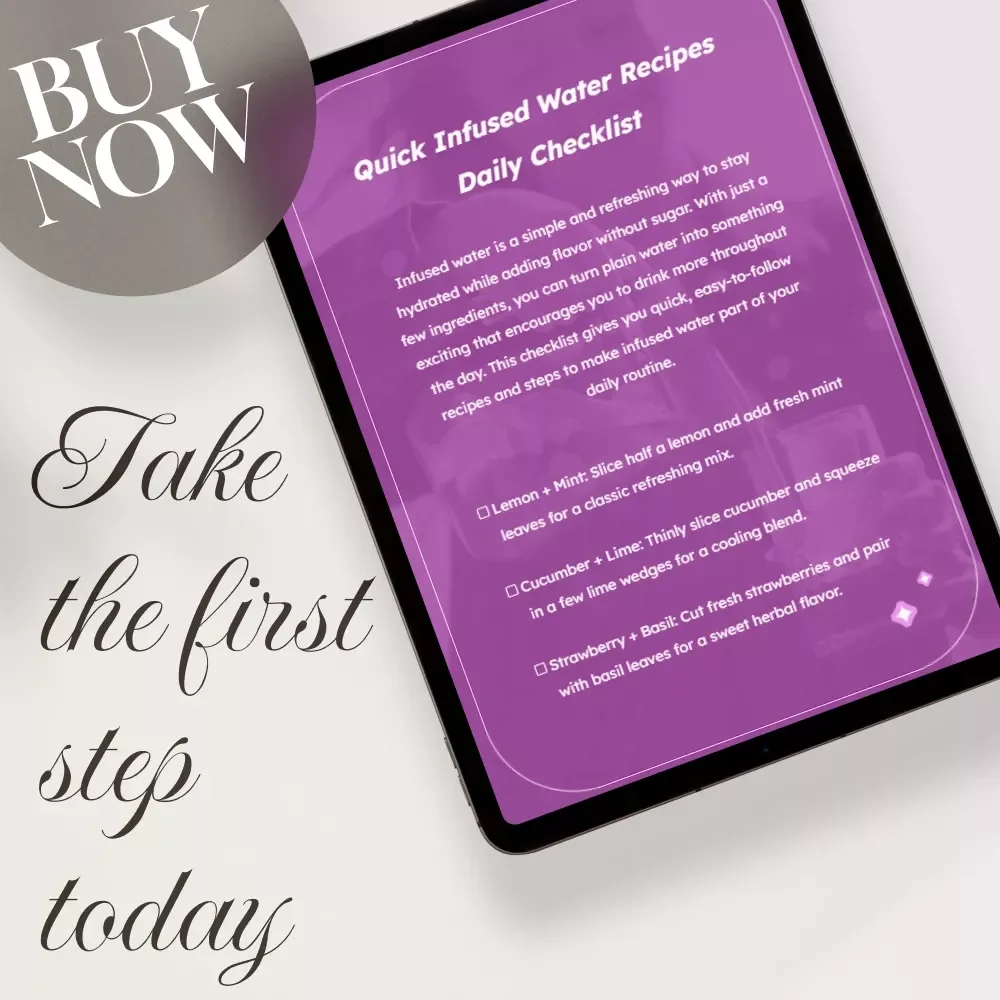 Quick Infused Water Recipes Daily Checklist | Printable Digital Download | Easy DIY Fruit & Herb Water Ideas