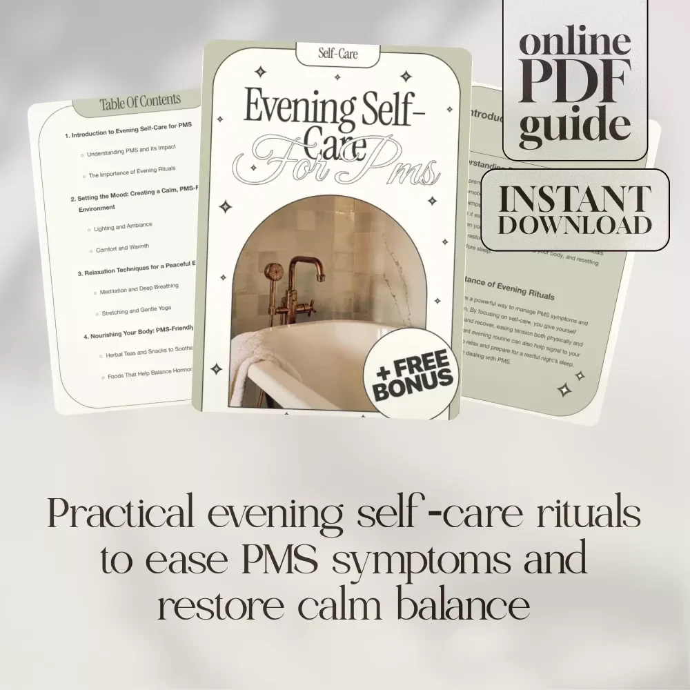 Evening Self-Care for PMS | Digital eBook Guide for Relaxation, Hormone Balance, Skincare, Food & Gentle Evening Rituals