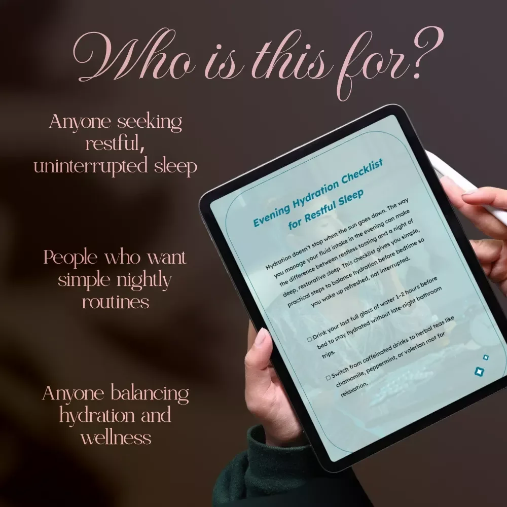 Evening Hydration Checklist for Restful Sleep | Digital Download | Sleep Wellness Guide & Nighttime Routine Planner | Printable eBook for Better Rest | Relaxation & Self-Care Checklist