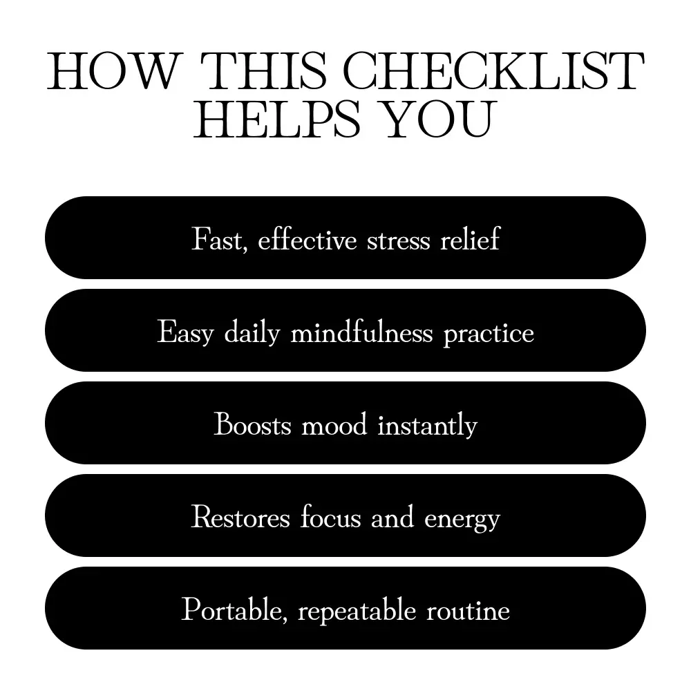 Your 5-Minute Stress Relief Routine Checklist | Digital Download for Instant Calm, Mindfulness, Relaxation & Anxiety Relief