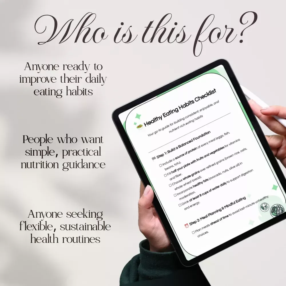 Healthy Eating Habits Checklist | Digital Download Guide, eBook & Nutrition Planner for Balanced Meals, Mindful Eating, AI Meal Planning & Wellness Tracking