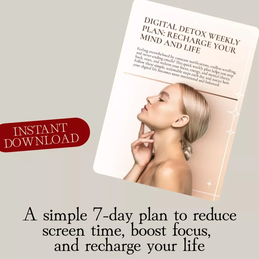 Digital Detox Weekly Plan: Recharge Your Mind and Life | 7-Day Checklist for Mindfulness, Focus & Balance | Digital Download Self-Care Routine
