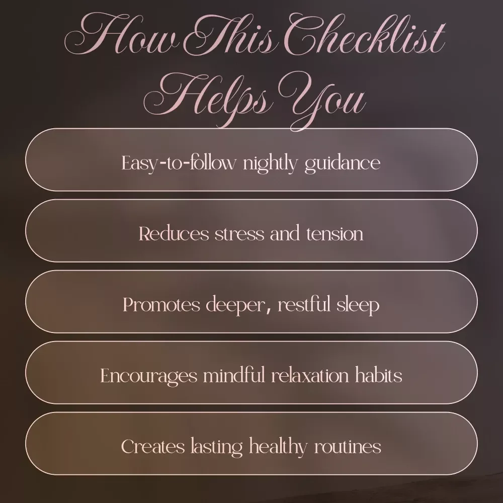 Sleep-Friendly Evening Activities Checklist | Digital Download for Relaxation, Better Sleep & Stress Relief Routine