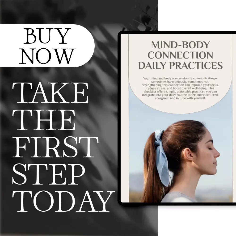 Mind-Body Connection Daily Practices Checklist | Mindful Breathing, Journaling, Gratitude & Stress Relief Routines for Self-Awareness