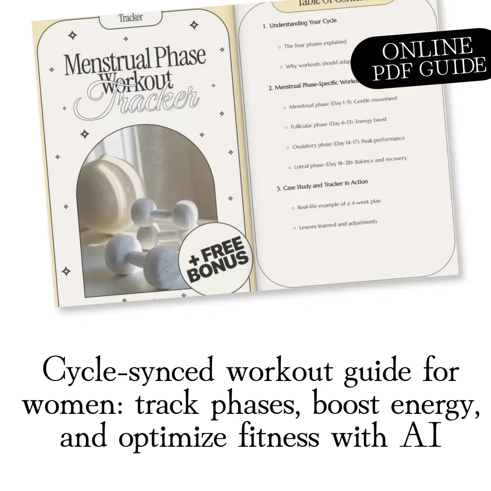 Menstrual Phase Workout Tracker | Cycle-Synced Fitness Guide | Digital Download eBook & Exercise Planner for Women’s Health