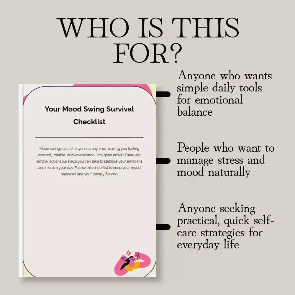Your Mood Swing Survival Checklist | Digital Self-Care Guide, Mental Health eBook & Wellness Checklist PDF for Stress Relief, Mindfulness & Emotional Balance