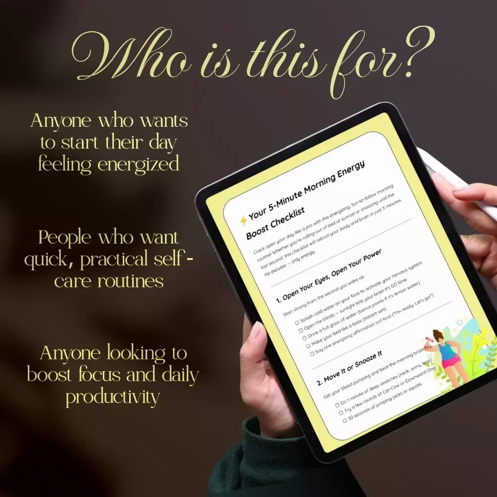 Your 5-Minute Morning Energy Boost Checklist | Digital Download Wellness Guide, Daily Routine eBook, Self-Care Morning Ritual Checklist