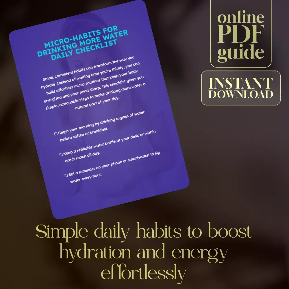 Micro-Habits for Drinking More Water Daily Checklist | Printable Digital Download | Healthy Lifestyle & Wellness Habit Tracker