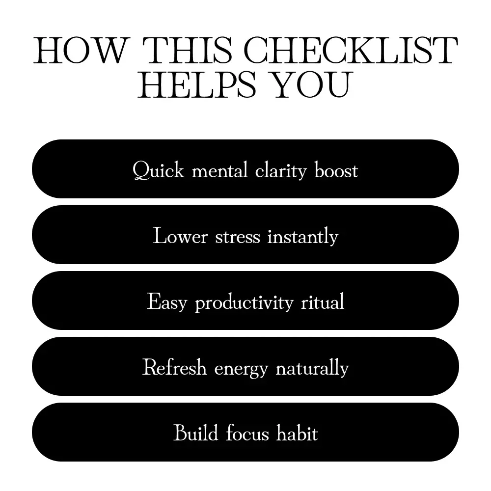 10-Minute Focus Reset Checklist | Printable Productivity Guide | Digital Download for Instant Focus & Mindfulness
