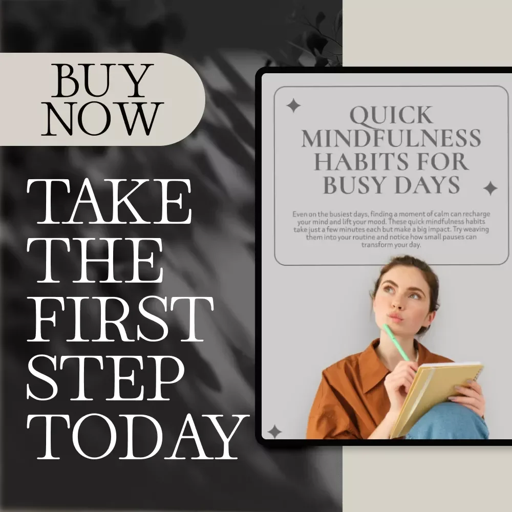 Quick Mindfulness Habits for Busy Days Checklist | Daily Stress Relief & Mental Clarity | Simple Self-Care Digital Download