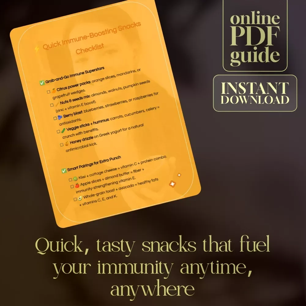 Quick Immune-Boosting Snacks Checklist | Digital Download Guide for Healthy Living
