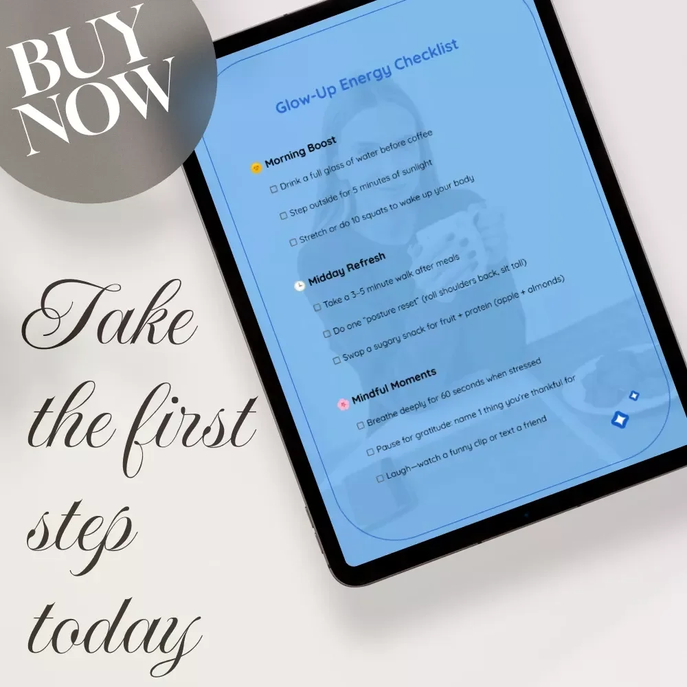 Glow-Up Energy Checklist | Daily Micro-Habits for Energy, Wellness & Productivity Digital Download