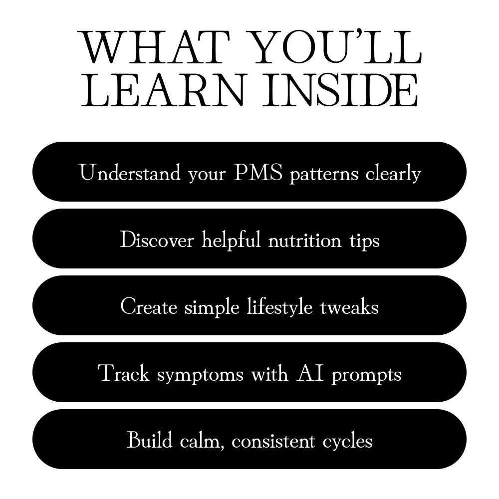 Calm Your Cycle | PMS Relief Guide | Digital Download | Hormone Balance, Nutrition & AI Prompts for Stress Relief, Symptom Tracking & Better Periods