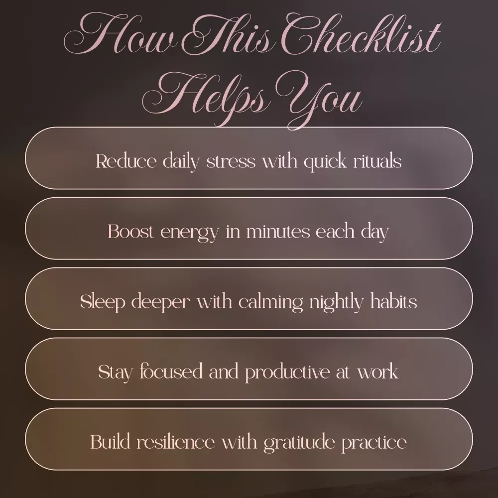 Stress Reduction Micro-Habits for Longevity: A Simple Checklist for Women | Digital Download eBook, Guide & Printable for Stress Relief, Mindfulness, Self-Care & Wellness