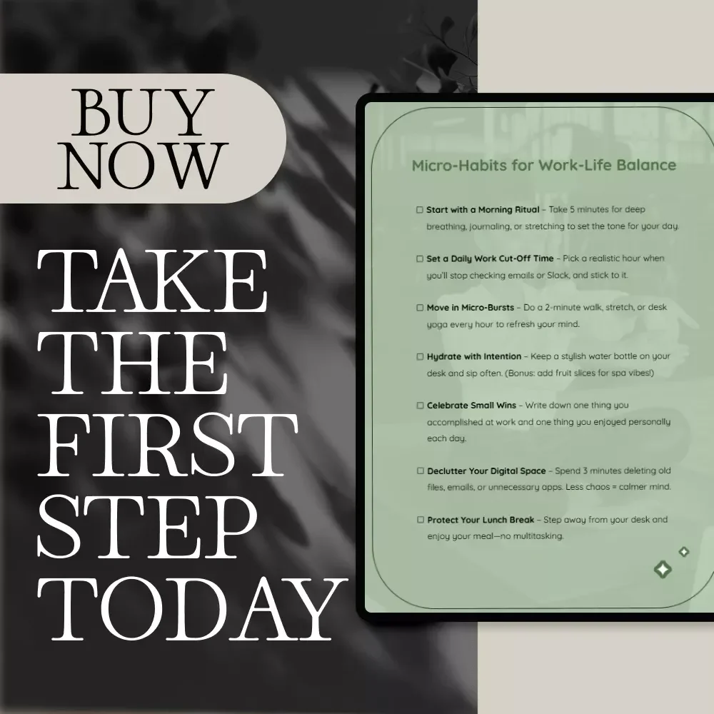 Micro-Habits for Work-Life Balance Checklist | Daily Digital Download for Productivity, Wellness & Stress Relief