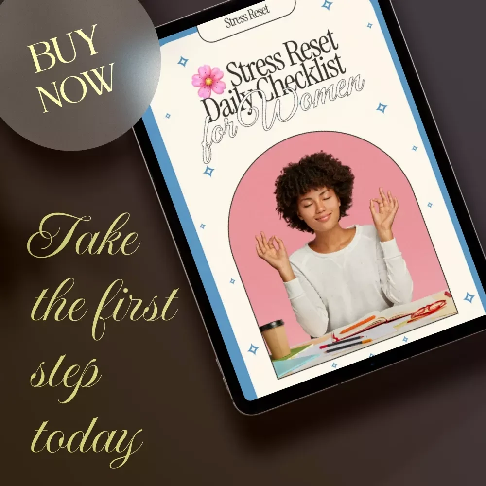 Stress Reset Daily Checklist for Women | Printable Morning, Midday & Evening Self-Care Routine for Calm, Focus & Balance | Digital Download Wellness Checklist