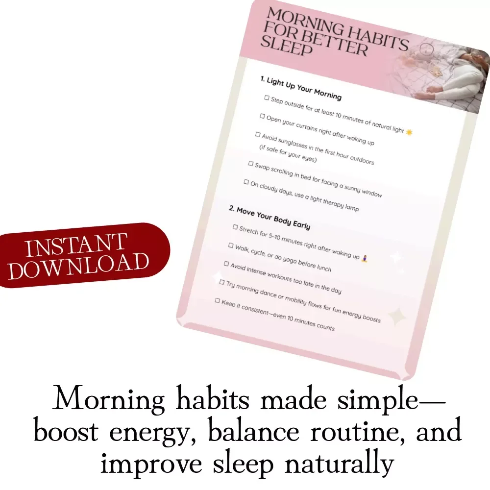 Morning Habits for Better Sleep Checklist | Digital Download | Healthy Sleep Routine, Better Rest, Self Care & Wellness Guide