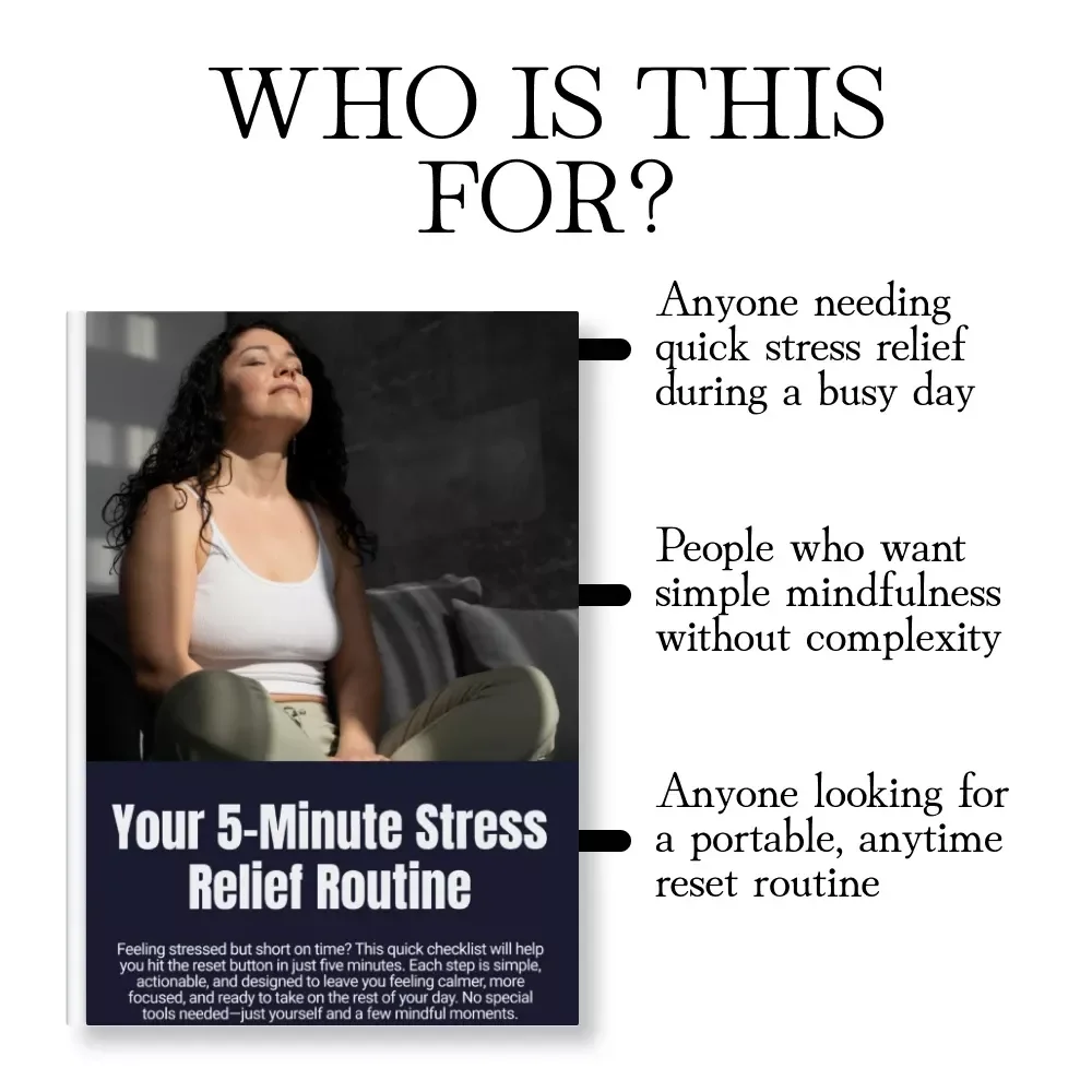 Your 5-Minute Stress Relief Routine Checklist | Digital Download for Instant Calm, Mindfulness, Relaxation & Anxiety Relief