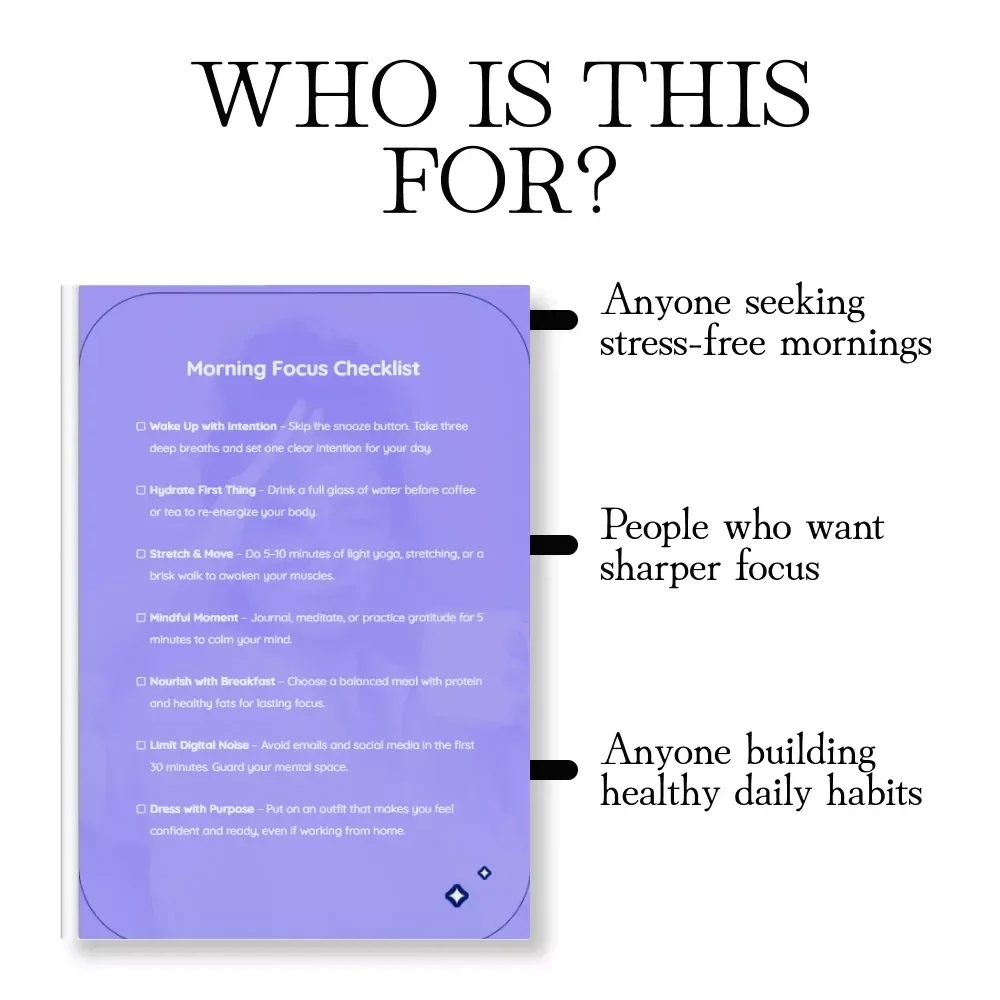 Morning Focus Checklist | Printable Morning Routine for Maximum Focus | Daily Productivity Digital Download