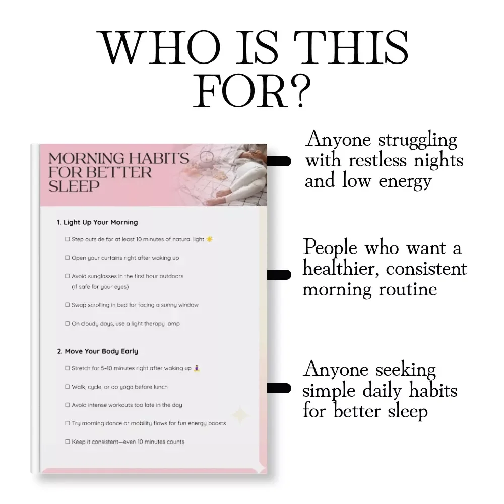 Morning Habits for Better Sleep Checklist | Digital Download | Healthy Sleep Routine, Better Rest, Self Care & Wellness Guide