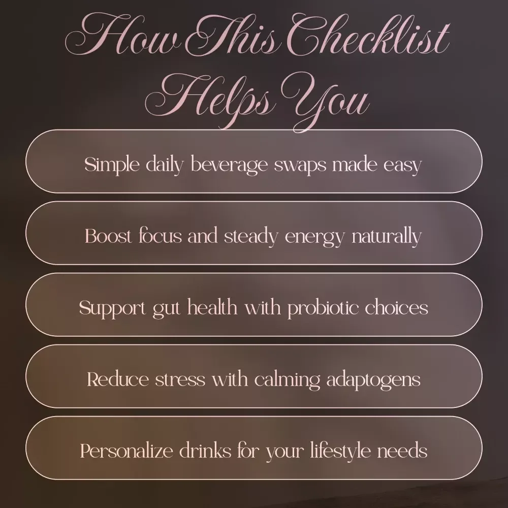 Functional Beverages Daily Checklist | Printable Wellness Routine PDF for Energy, Focus & Relaxation