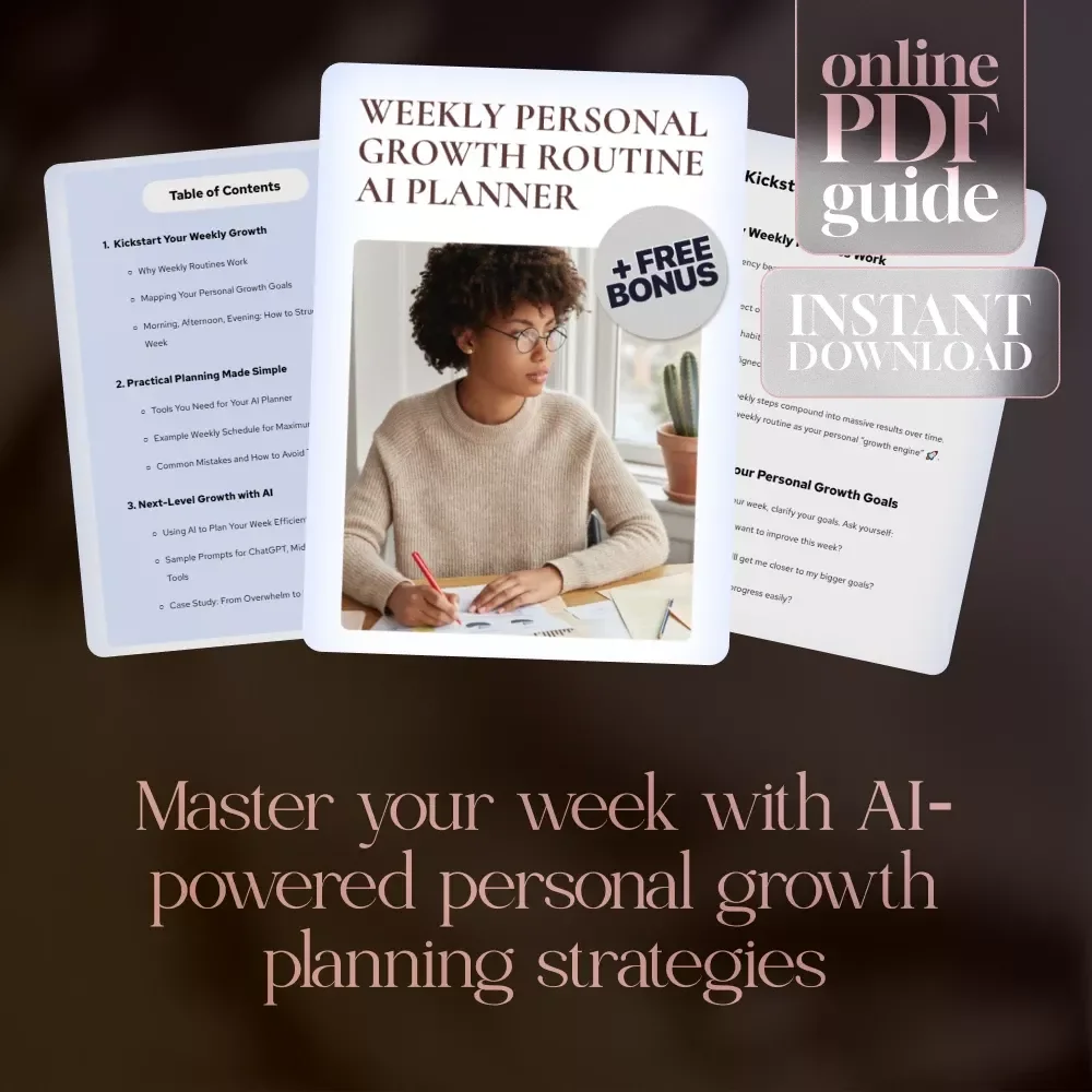 Weekly Personal Growth Routine AI Planner | Digital Download Guide for Personal Development, Productivity, and Goal Setting | eBook & Printable Checklist
