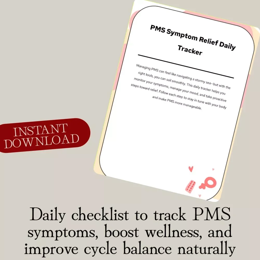 PMS Symptom Relief Daily Tracker | Printable Checklist for Mood, Sleep, Hydration, Nutrition & Self-Care | Digital Download Wellness Journal