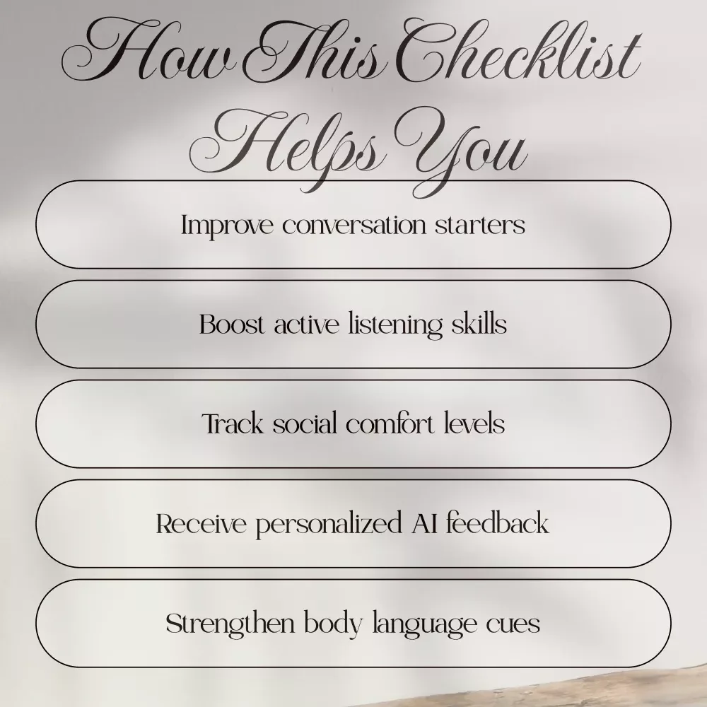 AI Social Skills Tracker Checklist - Digital Download for Personal Growth & Social Confidence