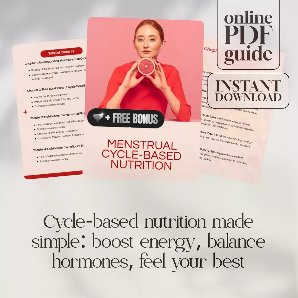 Menstrual Cycle-Based Nutrition | Hormone Health eBook, Women’s Wellness Guide, Digital Download for Balanced Energy, PMS Relief & Cycle-Aware Eating