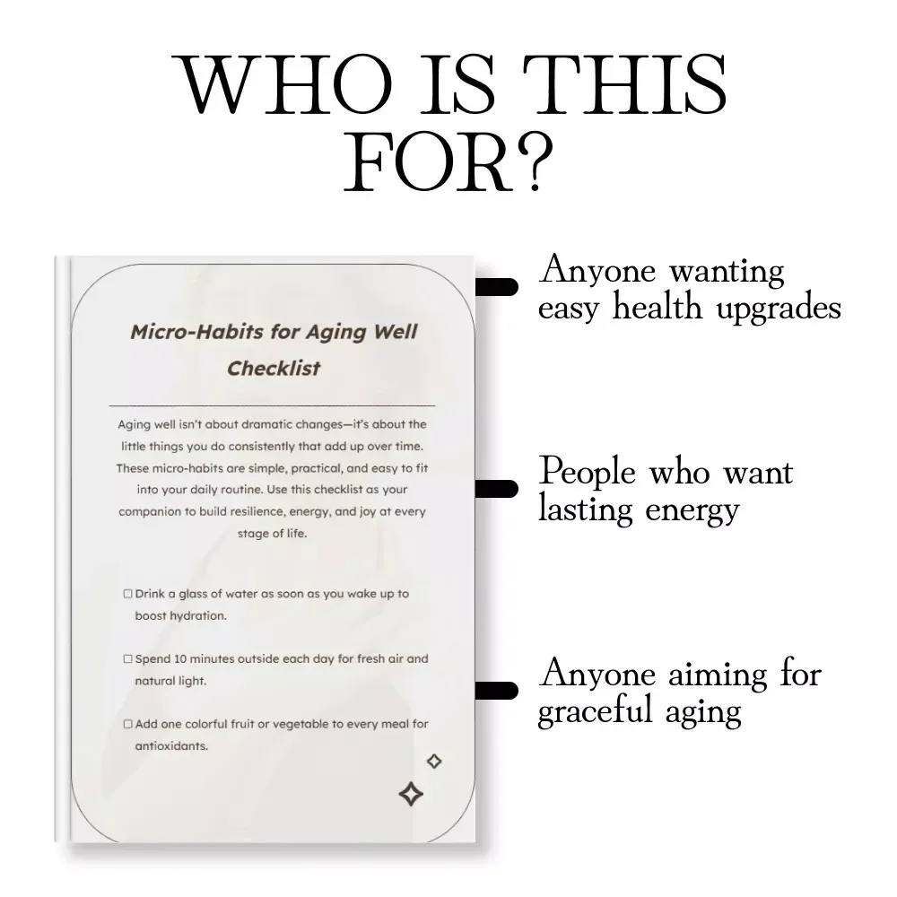 Micro-Habits for Aging Well Checklist | Daily Wellness Digital Download | Healthy Aging Guide for Longevity & Vitality