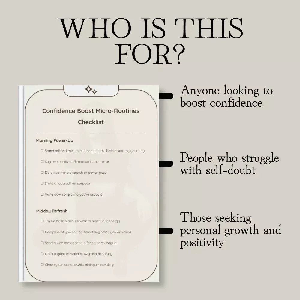 Confidence Boost Micro-Routines Checklist - Daily Practices to Improve Self-Esteem & Social Confidence