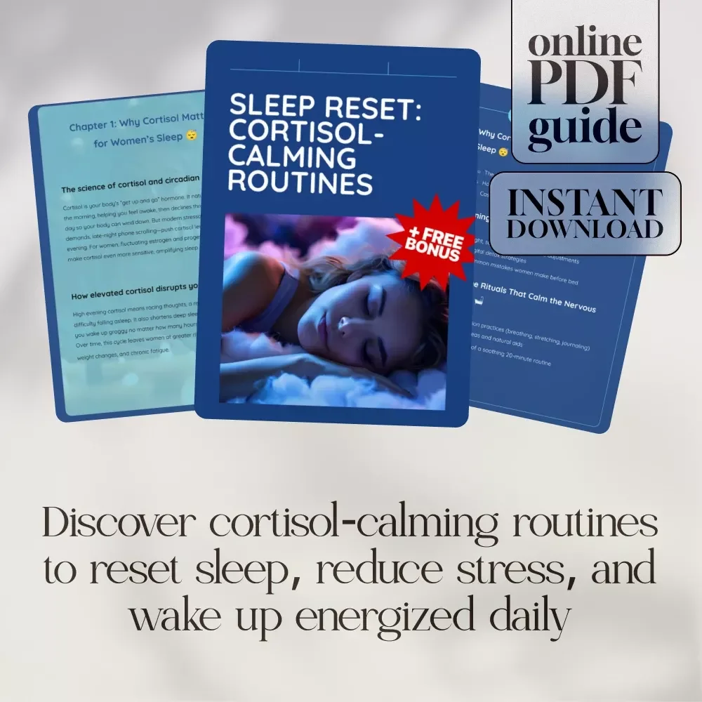 Sleep Reset: Cortisol-Calming Routines | Women’s Sleep Guide, Digital Download, eBook for Better Rest, Stress Relief, Hormone Balance, Nighttime Rituals