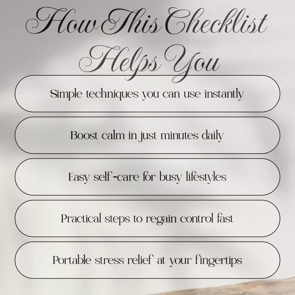 Emergency Stress Relief Checklist | Instant Download Self Care Guide, Anxiety Relief, Mental Health eBook, Relaxation Techniques, Stress Management Digital Printable