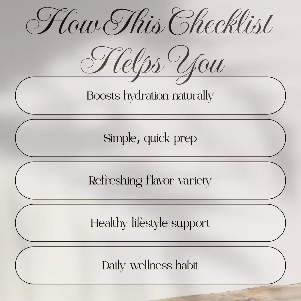 Quick Infused Water Recipes Daily Checklist | Printable Digital Download | Easy DIY Fruit & Herb Water Ideas