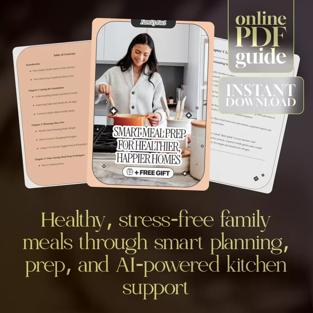 Family Fuel: Smart Meal Prep for Healthier, Happier Homes | Digital eBook Guide for Family Health Meal Prep, Meal Planning & Time-Saving Cooking Strategies