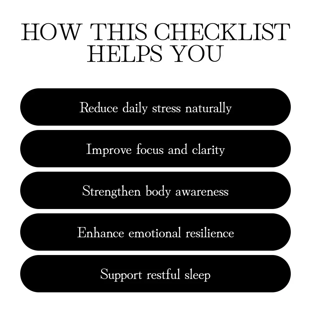 Mind-Body Connection Daily Practices Checklist | Mindful Breathing, Journaling, Gratitude & Stress Relief Routines for Self-Awareness