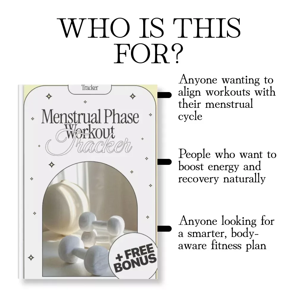 Menstrual Phase Workout Tracker | Cycle-Synced Fitness Guide | Digital Download eBook & Exercise Planner for Women’s Health