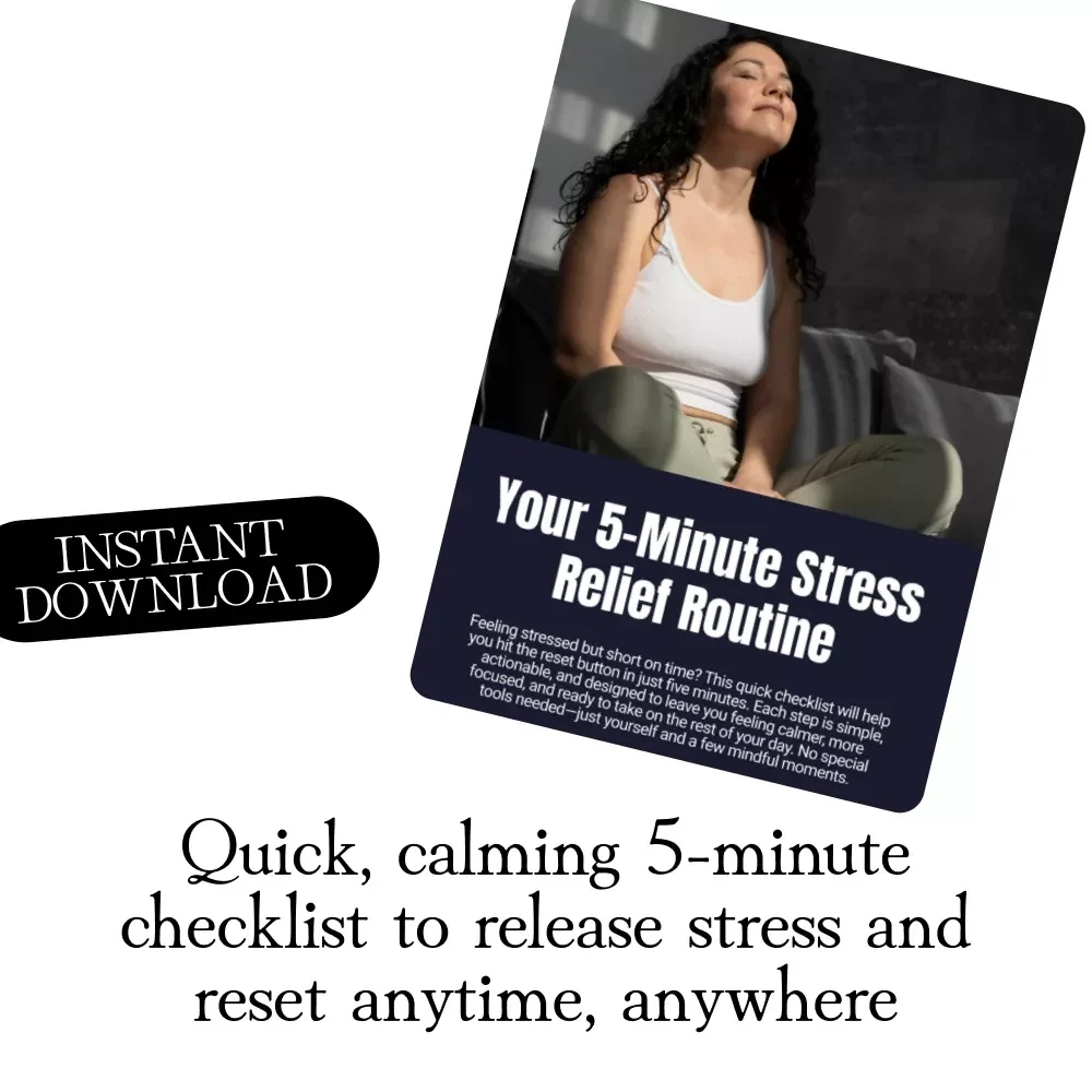 Your 5-Minute Stress Relief Routine Checklist | Digital Download for Instant Calm, Mindfulness, Relaxation & Anxiety Relief