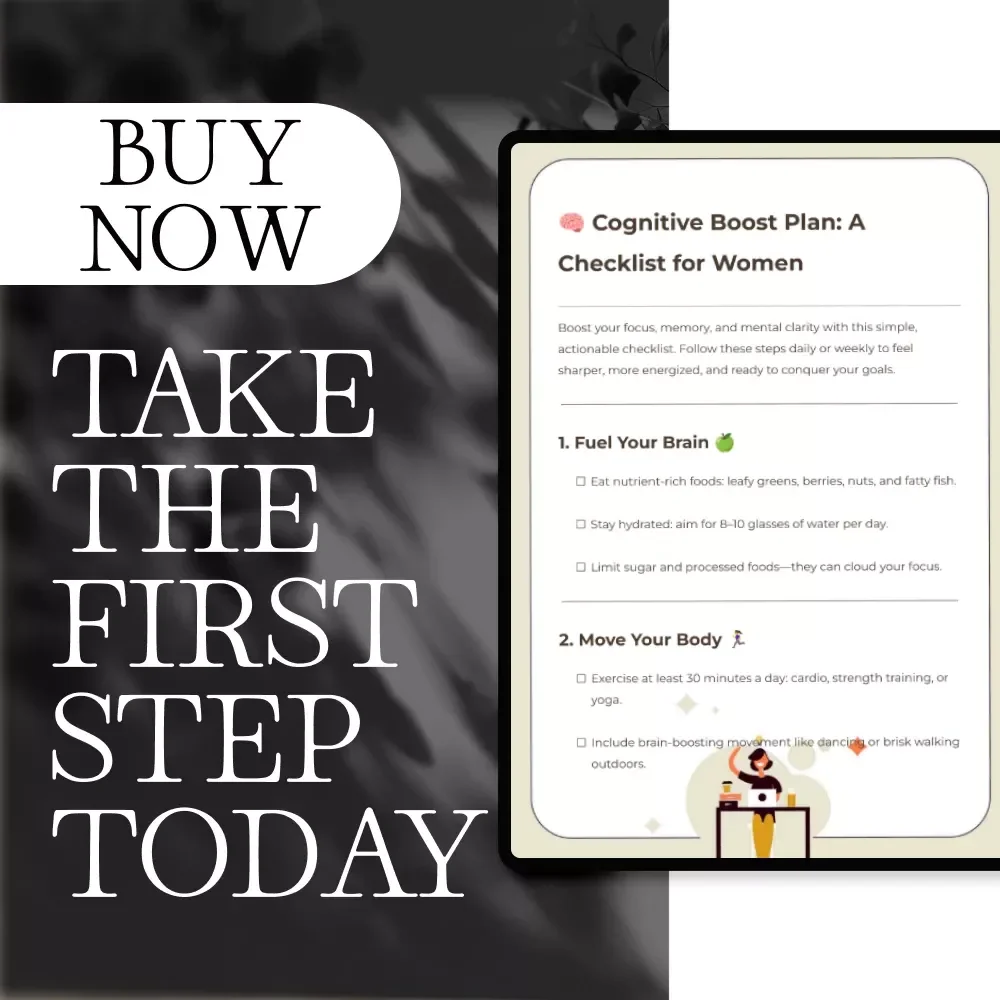 Cognitive Boost Plan: A Checklist for Women | Digital Download Guide for Focus, Memory, & Mental Clarity | Printable Self-Care eBook