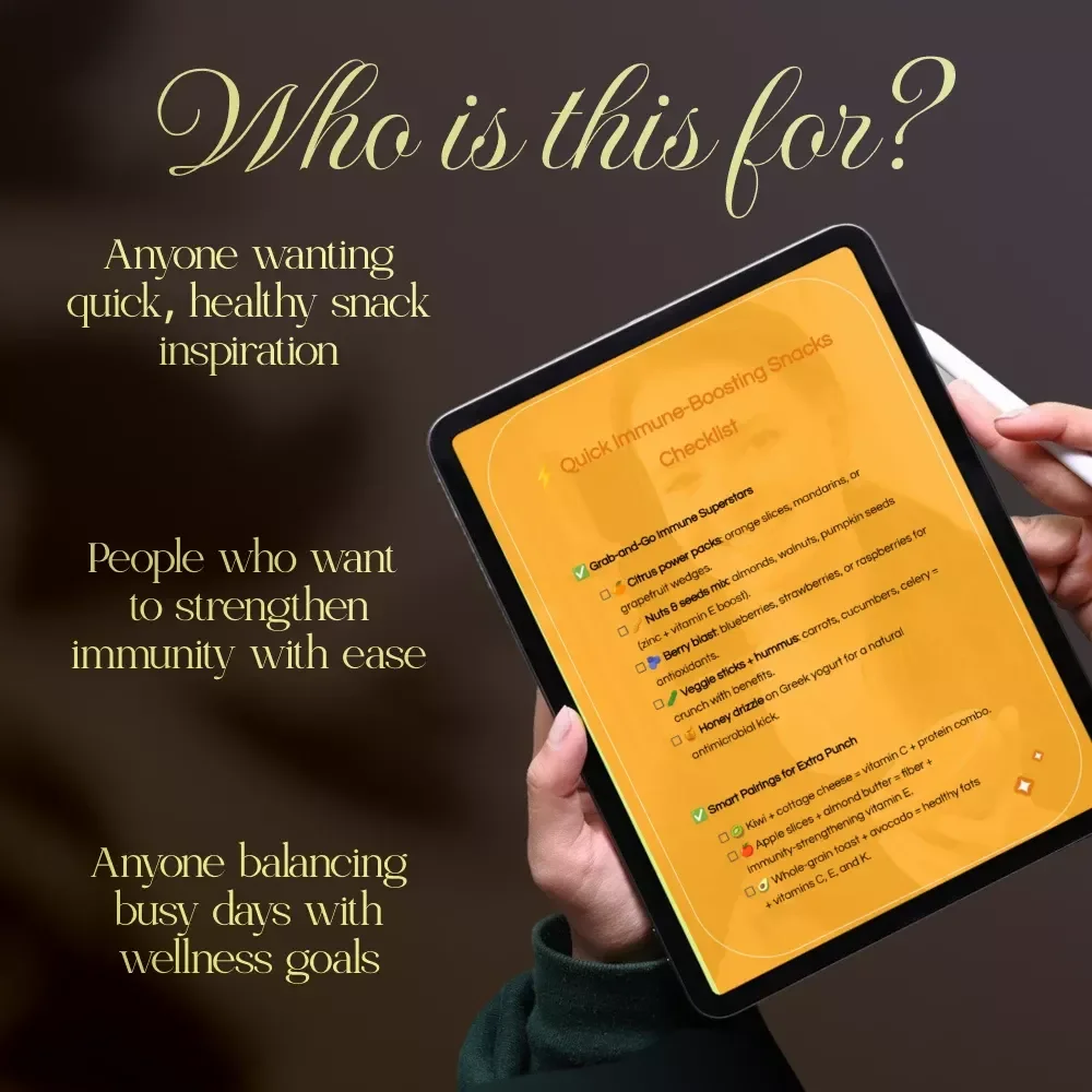 Quick Immune-Boosting Snacks Checklist | Digital Download Guide for Healthy Living