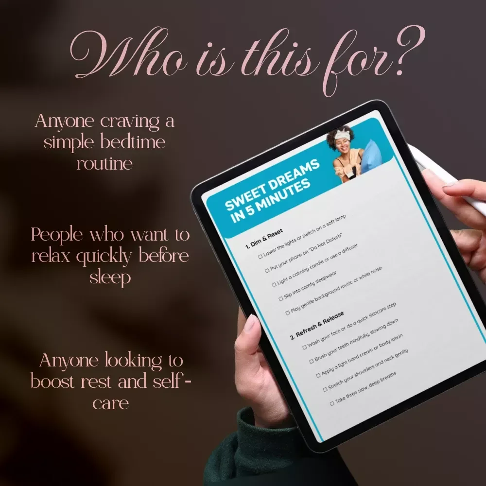 Sweet Dreams in 5 Minutes | Bedtime Routine Checklist | Relaxation, Self-Care, Nighttime Ritual Digital Download